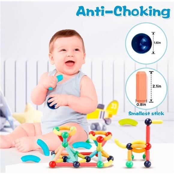 Magnetic Building Blocks STEM‎ Educational Toy for Kids Montessori Learning - Picture 2 of 6